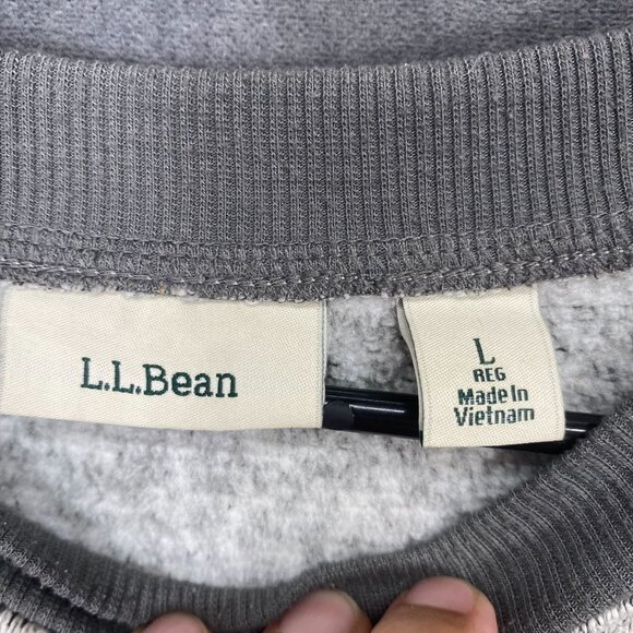 L.L.Bean Heathered Gray Crewneck Sweatshirt Mens Size L Recycled Polyester Blend - Picture 5 of 11